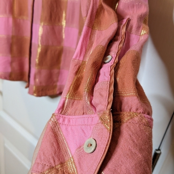 Victoria's secret pink plaid flannel cotton blend pajama top shirt size large @k - Picture 8 of 10